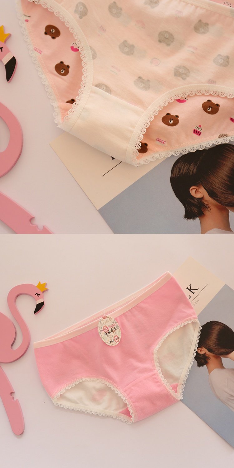 Phim hoạt hình tam giác dễ thương đồ lót cotton cotton Nhật Bản ngọt ngào trường trung học eo sinh viên bông nhỏ tươi bán buôn quan sip nam cotton cao cap