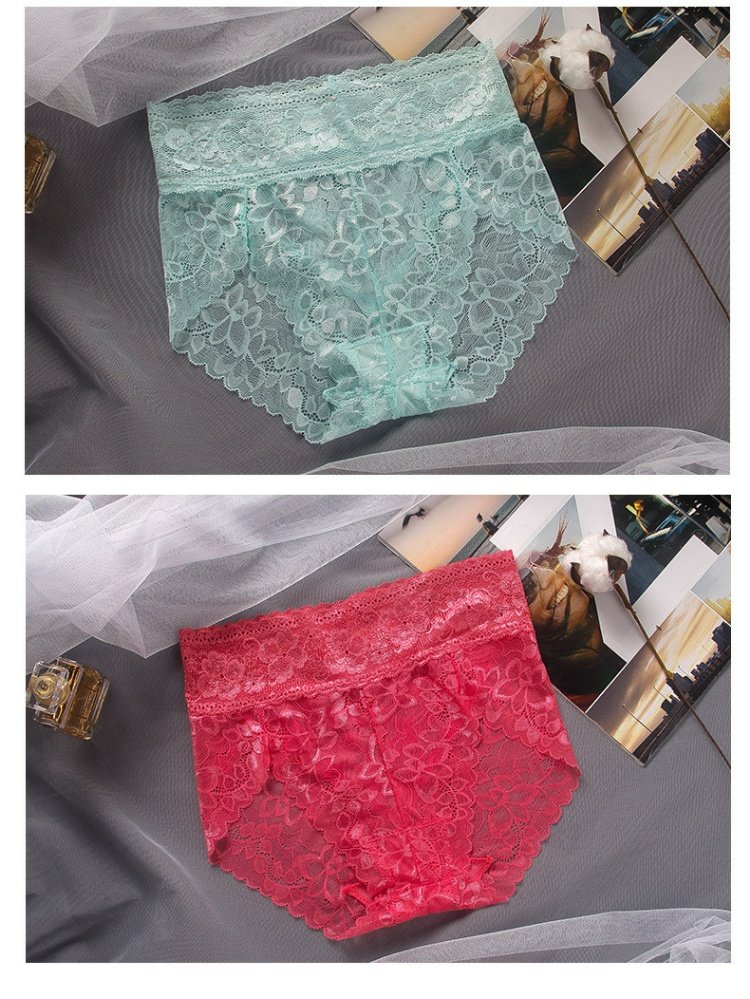Quần lửng eo cao nữ đồ lót Cotton tinh khiết lace ren gợi cảm thoáng khí quần lót lưới nữ bán buôn đồ lót dành cho những cô nàng màn hình phẳng