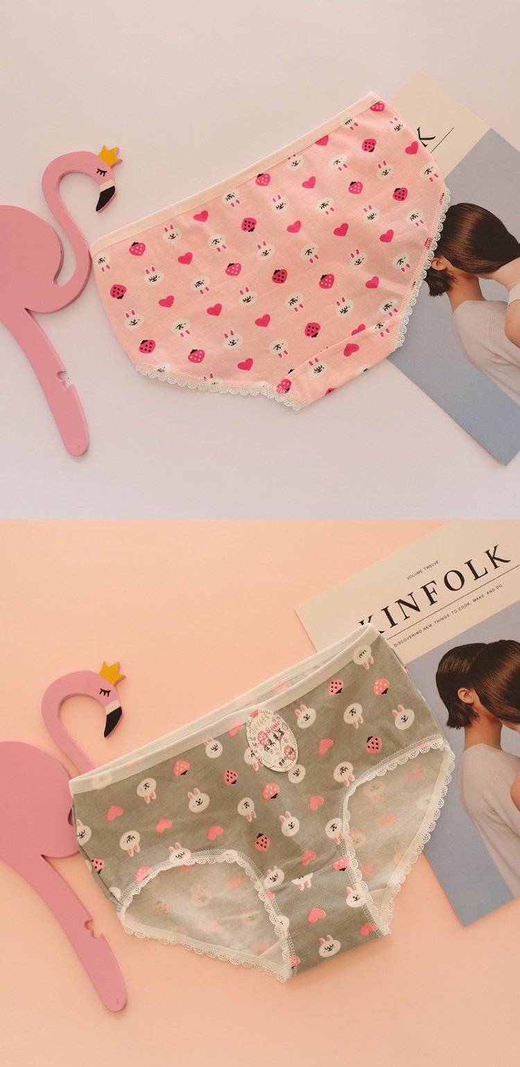 Phim hoạt hình tam giác dễ thương đồ lót cotton cotton Nhật Bản ngọt ngào trường trung học eo sinh viên bông nhỏ tươi bán buôn quan sip nam cotton cao cap