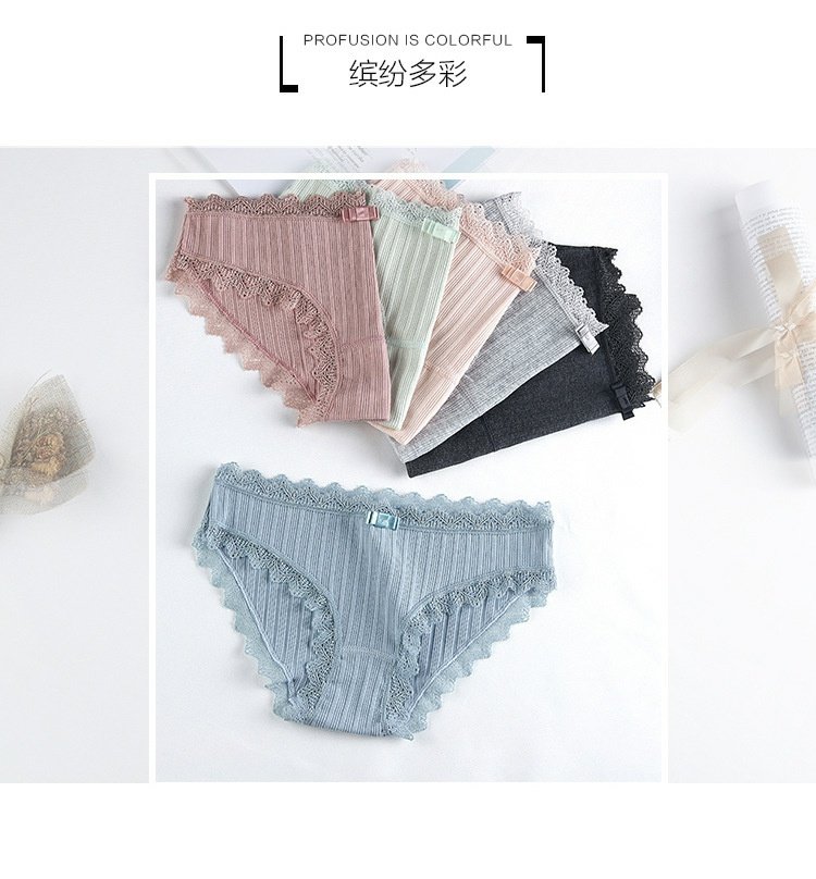 Đồ lót cotton Nhật Bản phụ nữ ren thấp eo chủ đề thoáng khí liền mạch gợi cảm túi hip girl thô tóm tắt bán buôn noi y dep