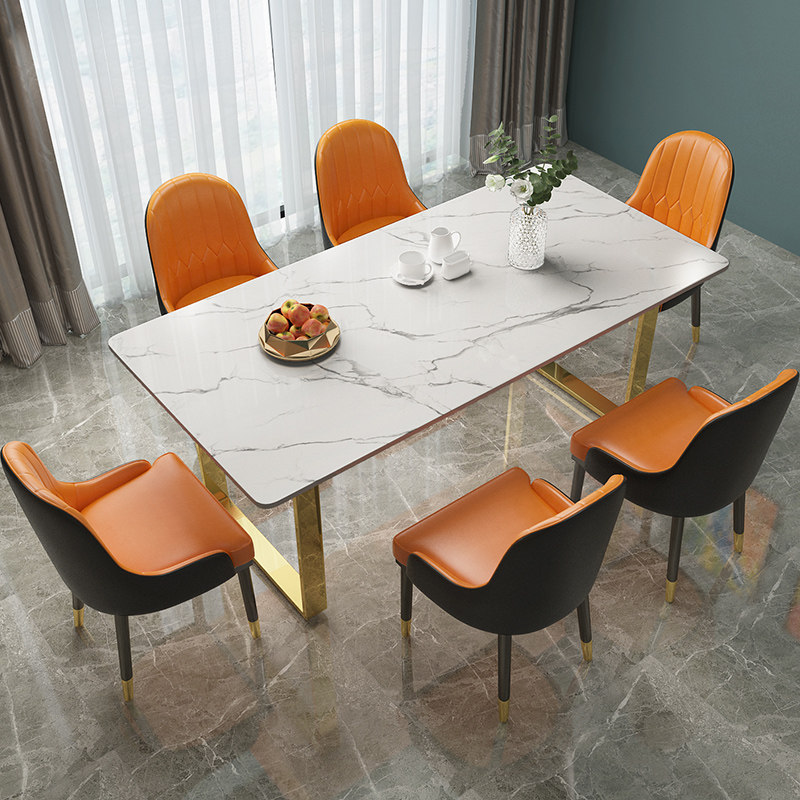Table Home Small family Type marble dining table and chairs Combined modern minimalist light lavish dining table C96-06