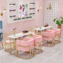 Marble nail table and chair set Single double ins net Red Wrought iron double Nordic simple manicure workbench