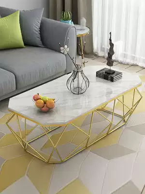 Nordic marble coffee table simple living room small household rectangular creative modern Net red iron art side table