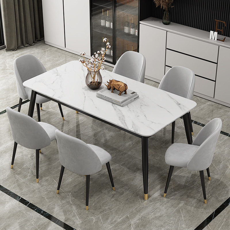 Nordic rock slab dining table home small apartment modern minimalist light luxury marble dining table and chair combination dining table