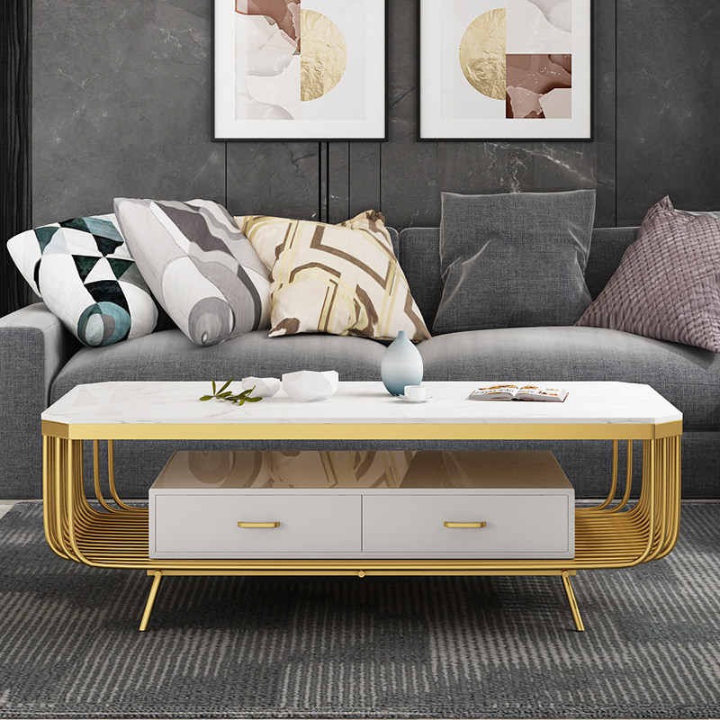 Nordic Marble Living Room Tempered Glass with Drawer Electrical Cabinet Temporary Cabinet