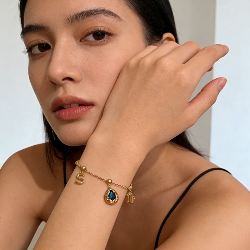 Virgo Zodiac Letter Pendant Clavicle Chain Bracelet Niche Light Luxury High-End Versatile Fashion Holiday Gift Virgo Zodiac Letter Pendant Clavicle Chain Bracelet Niche Light Luxury High-End Versatile Fashion Holiday Gift