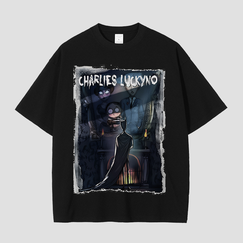 Charlies Luckyno Batman Eco-Friendly Art Spray-Painted European and American Trendy Brand Black Couple's Short-Sleeved T-Shirt