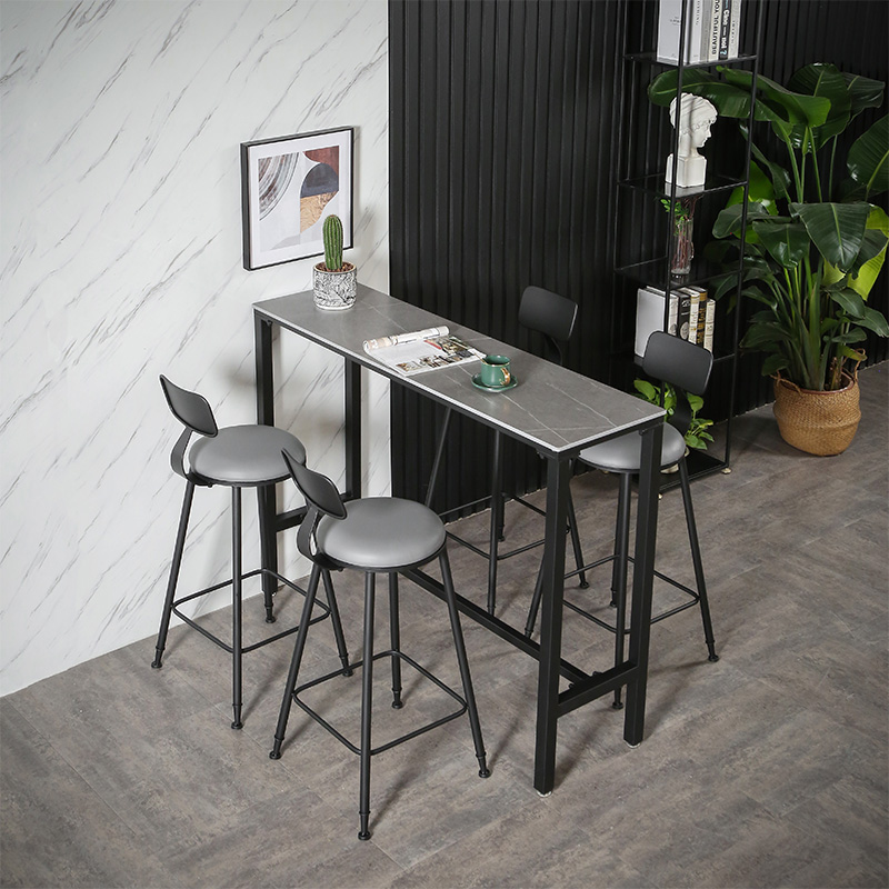 Italian Rockboard Marble Home Bar Table And Chairs Minima Wall strip Bar table Balcony Milk Tea Shop High Foot Table 