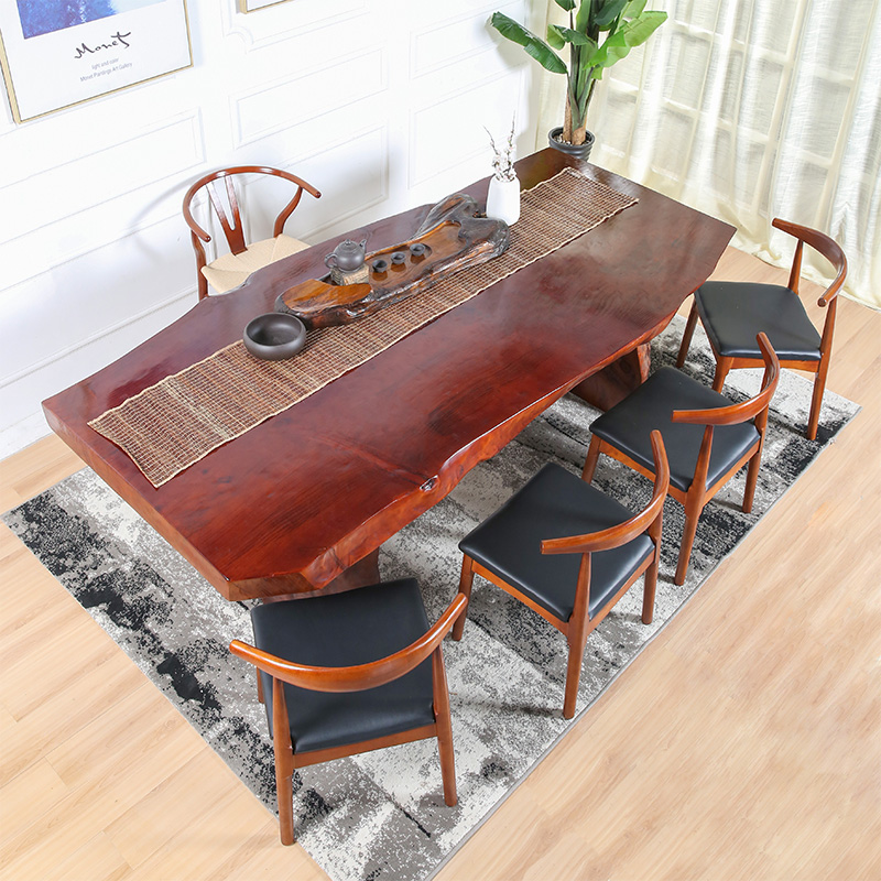 Log whole piece solid wood large board table natural side large board solid wood board pine board custom large board tea table desk