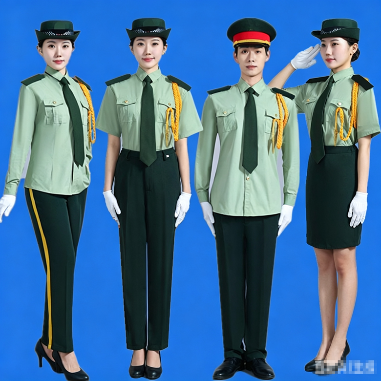 Band Dress Summer Short-Sleeved Shirt Middle-Aged and Elderly Military Style Uniform Choir Clothing Stage Snare Drum Band Performance Clothing