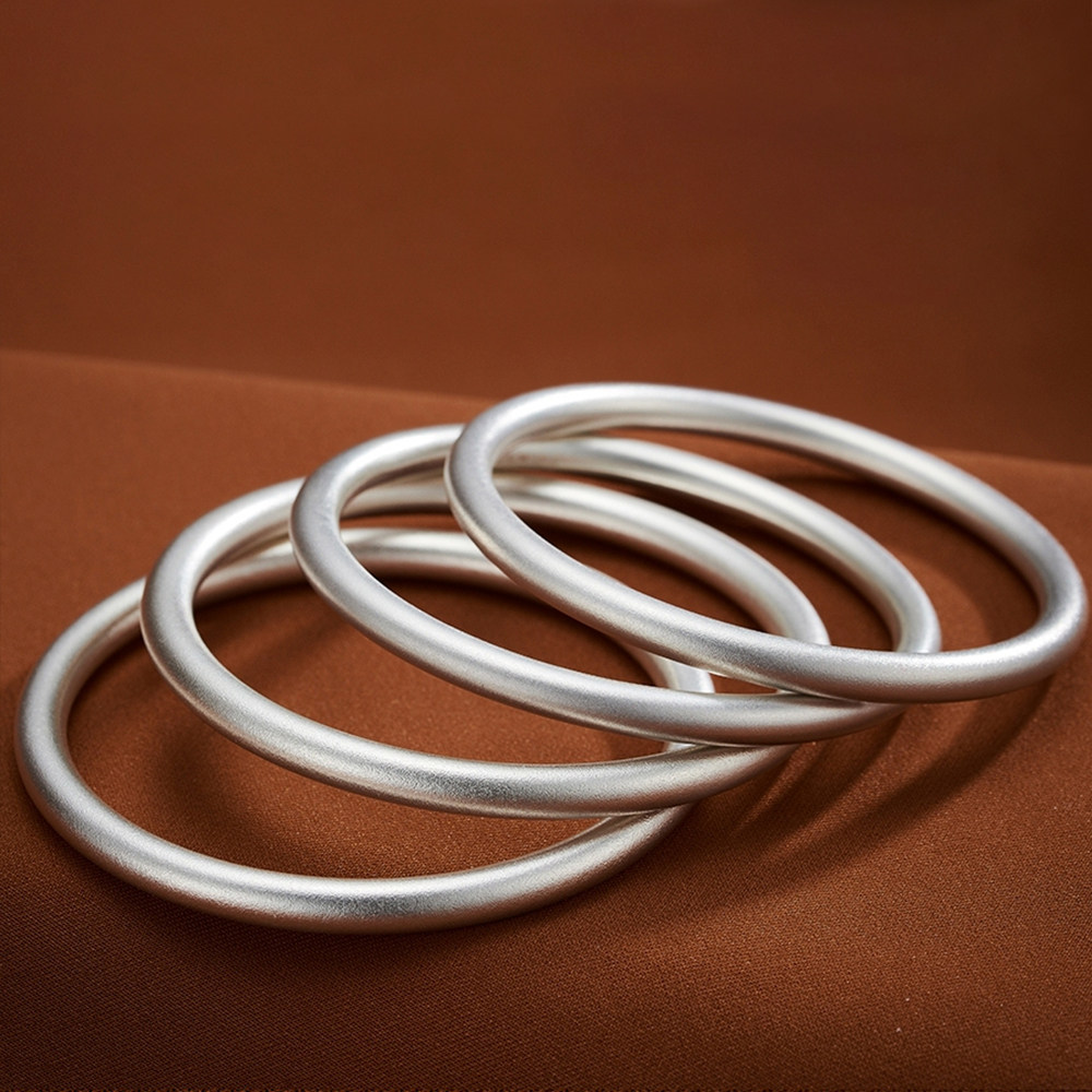 Ancient method pure silver 999 bracelet inheritance solid closed mouth simple frosted sterling silver bracelet lettering niche design net red