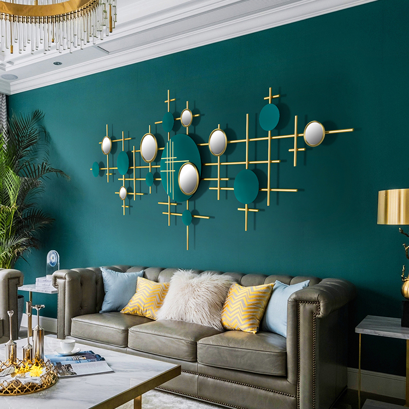 Light luxury wind room sofa background wall iron decoration hanging bedroom wall wall creative modern simple