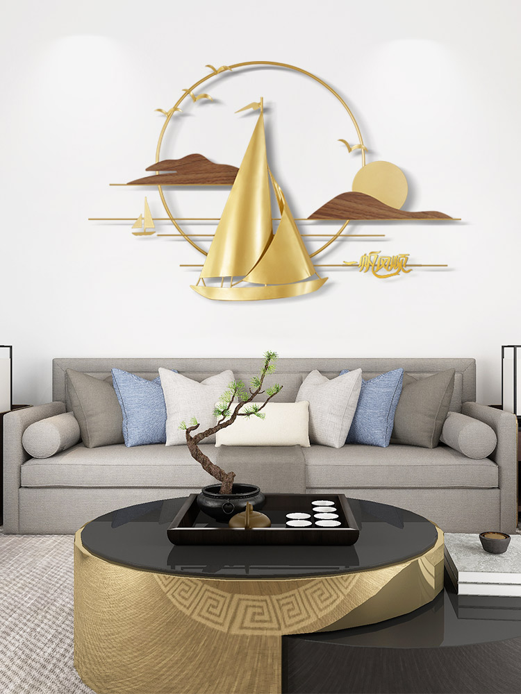 Smooth sailing living room wall decoration hanging light luxury dining room TV background wall Wrought iron wall hanging entrance wall decoration