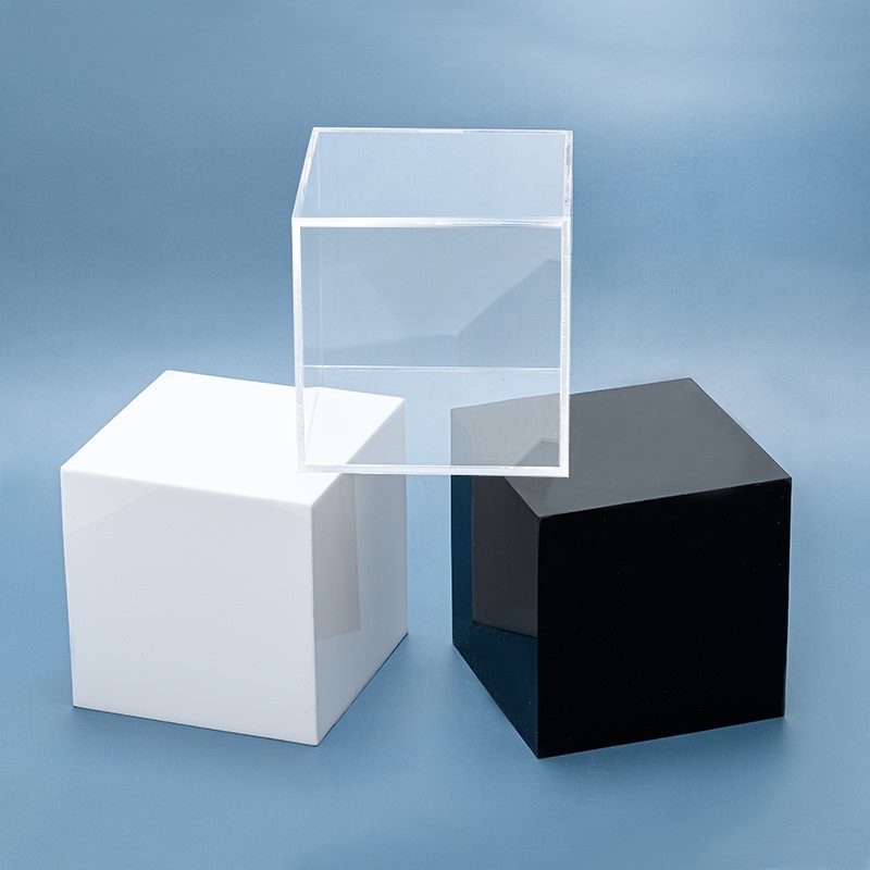 Acrylic Tray Rectangular White Drawer Storage Box Transparent Five-Sided Box Display Frame Cover Base Black