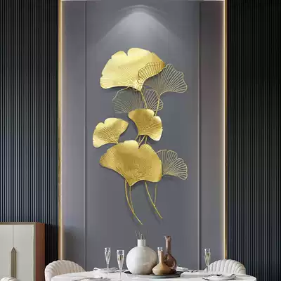 Chinese wrought iron combination pendant wall decoration living room background wall porch metal wall decoration creative ginkgo leaf wall hanging