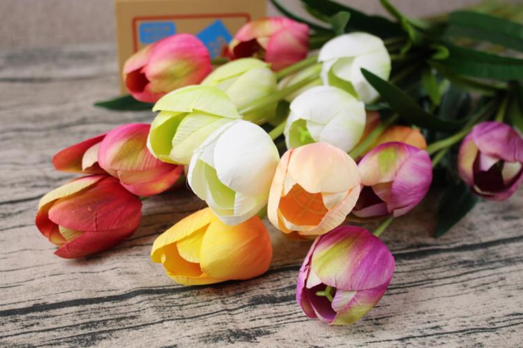 Cung cấp đặc biệt mô phỏng 3 đầu hoa tulip phòng khách trang trí hoa giả vĩnh cửu khô bó hoa nhựa lụa hoa cưới - Hoa nhân tạo / Cây / Trái cây bình hoa giả