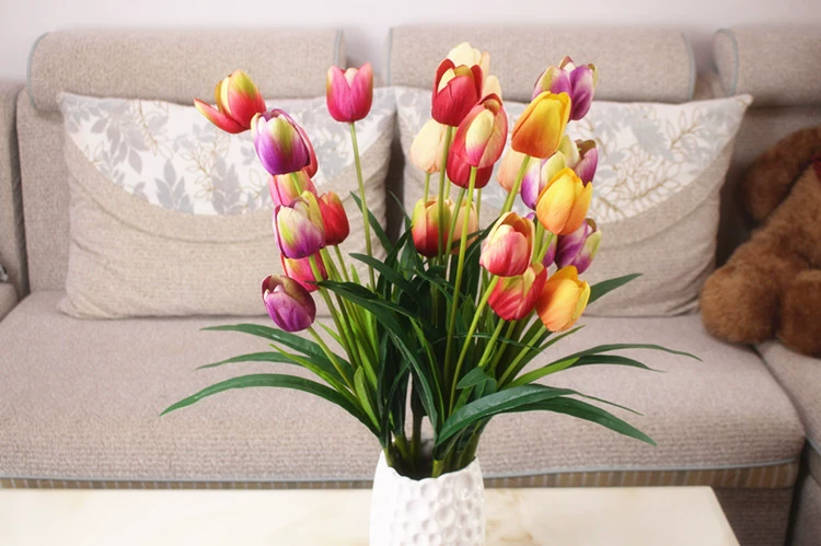 Mô phỏng đặc biệt 3 hoa tulip phòng khách trang trí hoa giả hoa bất tử khô bó hoa nhựa lụa hoa cưới nghệ thuật - Hoa nhân tạo / Cây / Trái cây