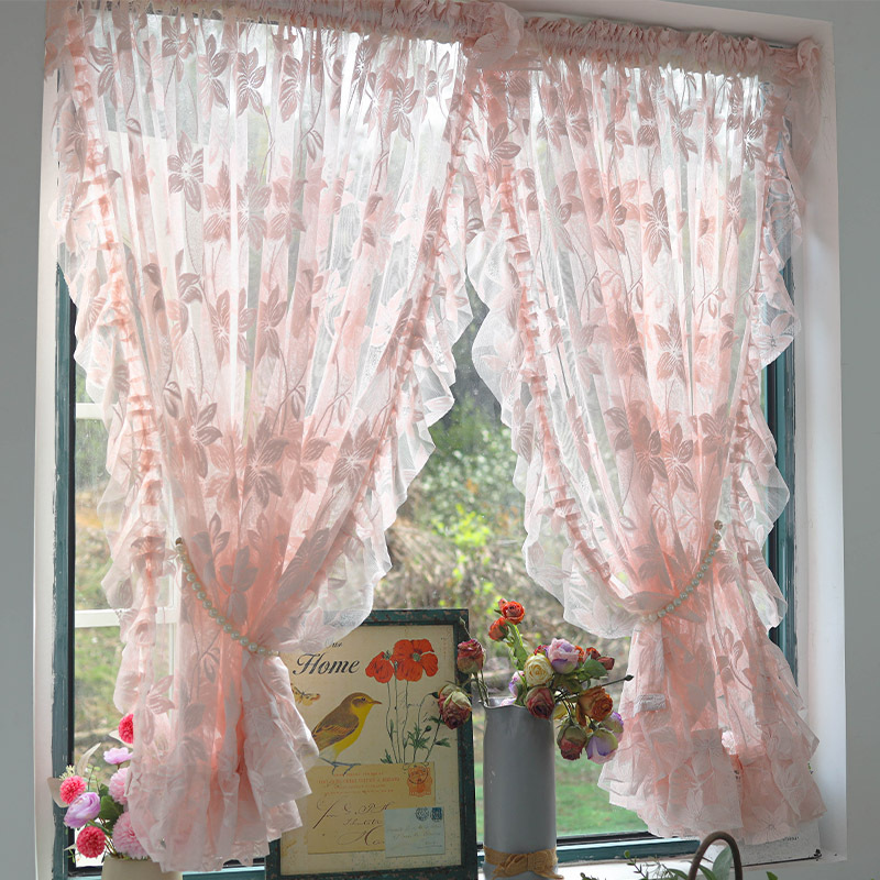 Korean-Style Pink No-Punching Ruffle Door Curtain Princess-Style Window Screen Self-Adhesive Sheer Curtain Short Curtain Bay Window Half-Length Sheer Curtain Korean-Style Pink No-Punching Ruffle Door Curtain Princess-Style Window Screen Self-Adhesive Sheer Curtain Short Curtain Bay Window Half-Length Sheer Curtain