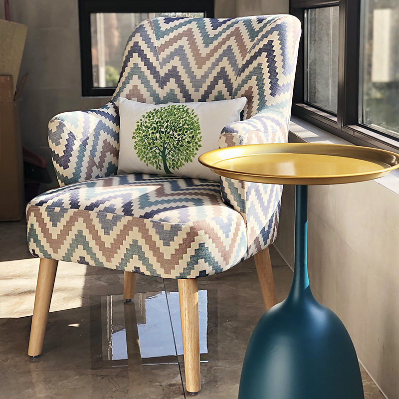 Nordic single sofa chair small apartment living room furniture simple balcony fabric small sofa chair fashion leisure dining chair
