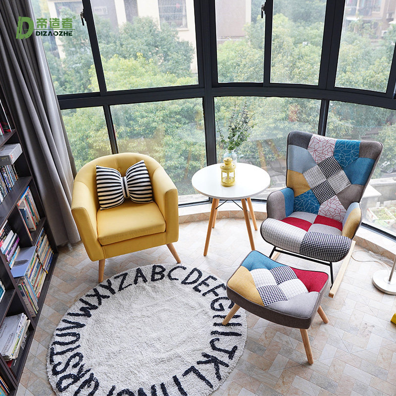 Balcony net red table and chair three-piece set coffee table combination leisure chair set villa bedroom living room chair modern sofa chair