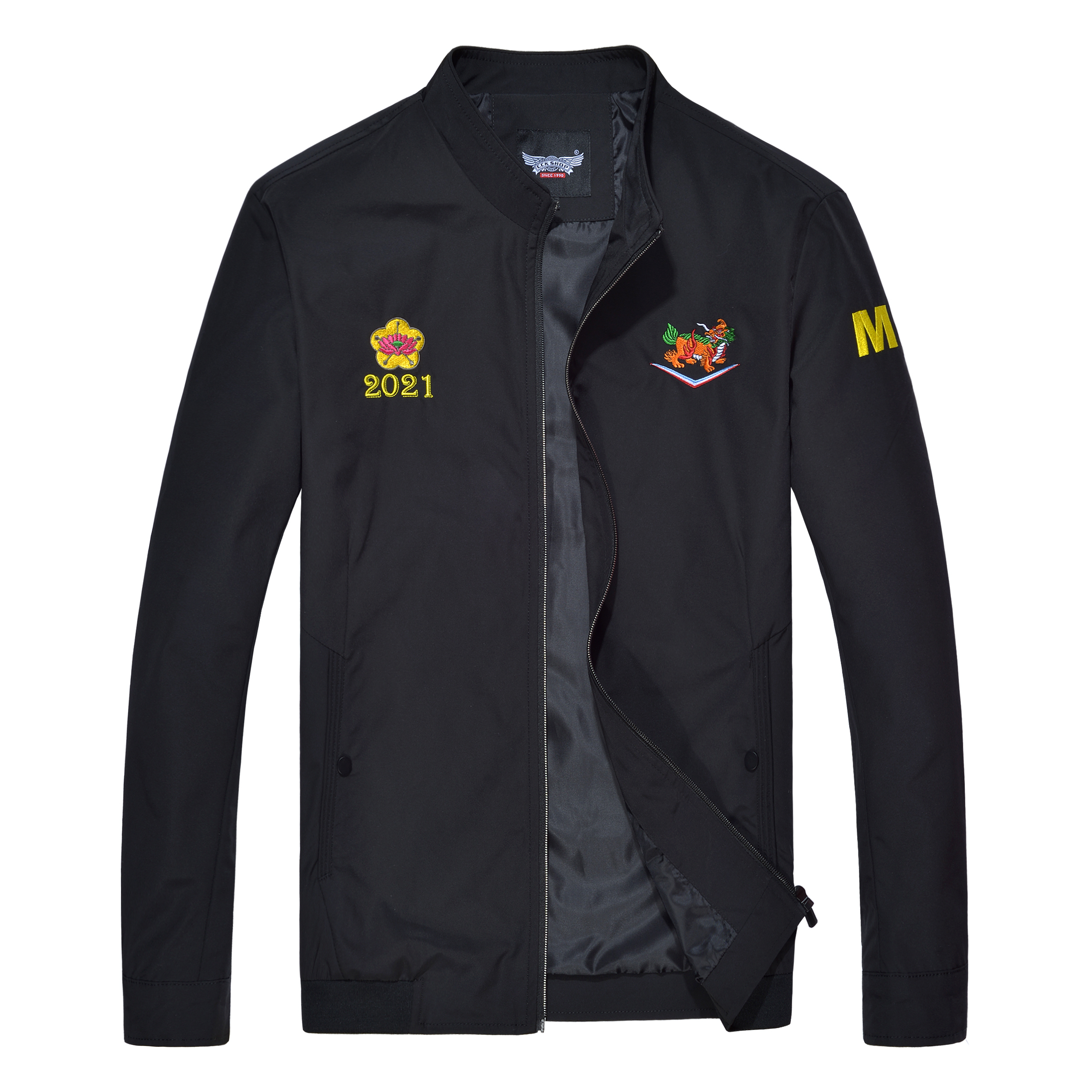 2021 new military gendarme MP black jacket jacket gendarme faithful black jacket full coat embroidery pattern