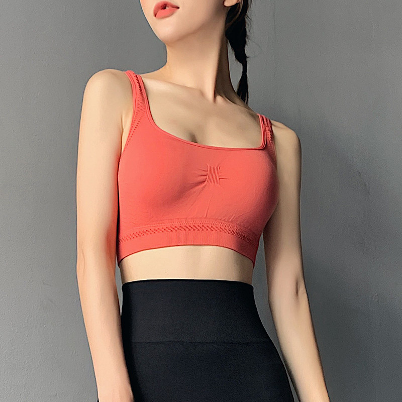 Sports underwear female seismic running hanging with vest integrated gathering style beautiful back net red yoga fitness bra
