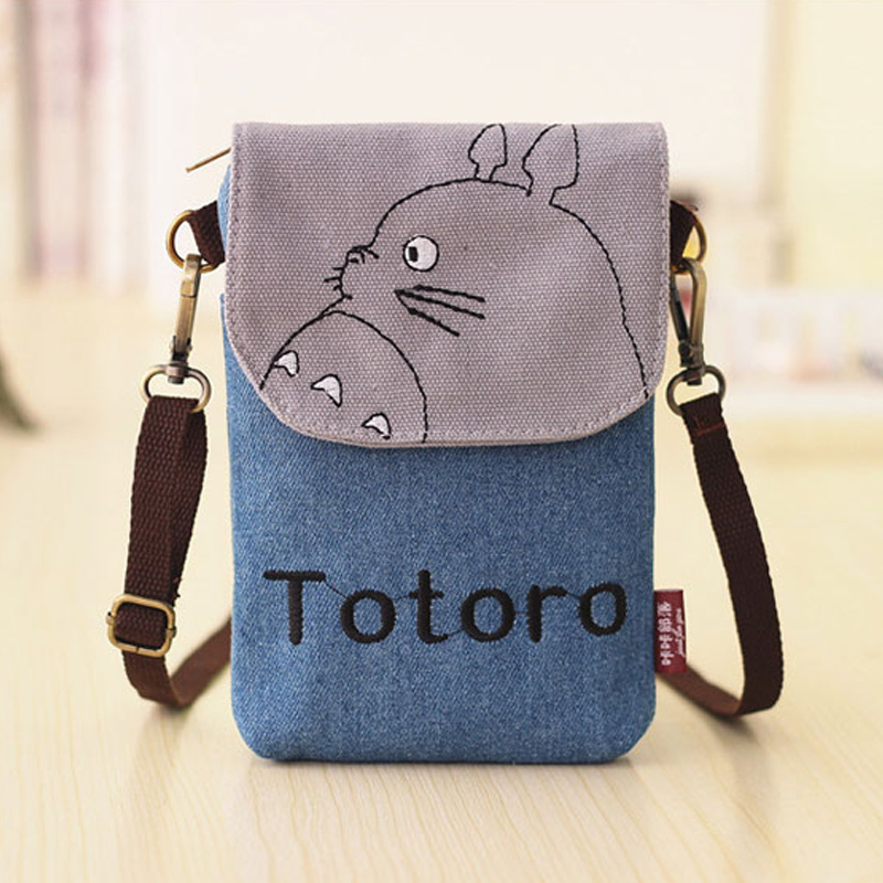 Cute Cartoon Canvas Mobile Phone Bag Woman Skew Satchel Mini Buns Bag Student Cloth Art Hanging Neck Zero Wallet Dragon Cat Bag-Taobao