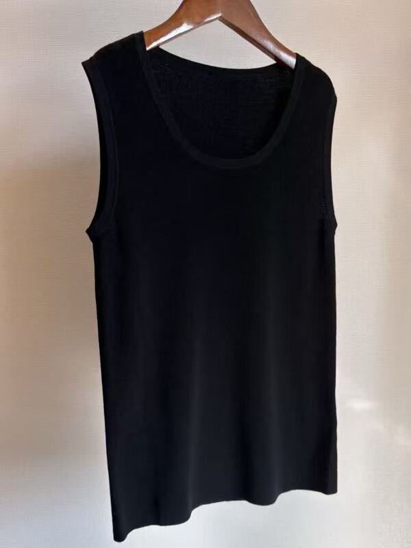 Machine Washable ~ German Yangzi Yarn Soft and Smooth Worsted Wool Knit Vest for Women, New Low Round Neck Inner Layer