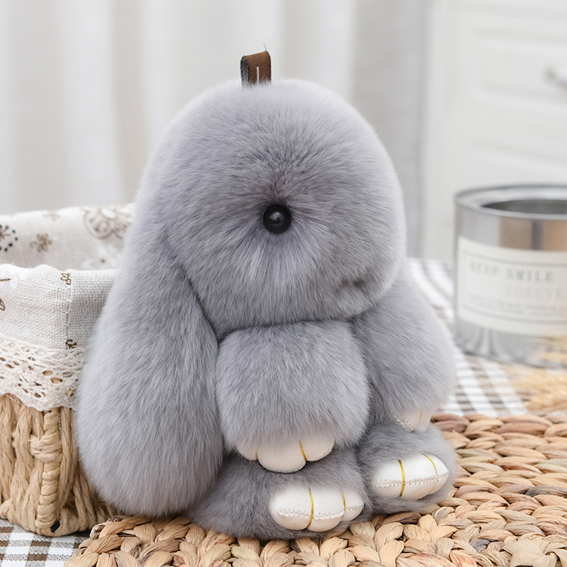 レックスウサギの毛皮のウサギのぬいぐるみ、耳が垂れたウサギの人形、死んだふりをする人形のペンダント、ウサギのアンゴラウサギ、ウサギのランドセルのペンダント