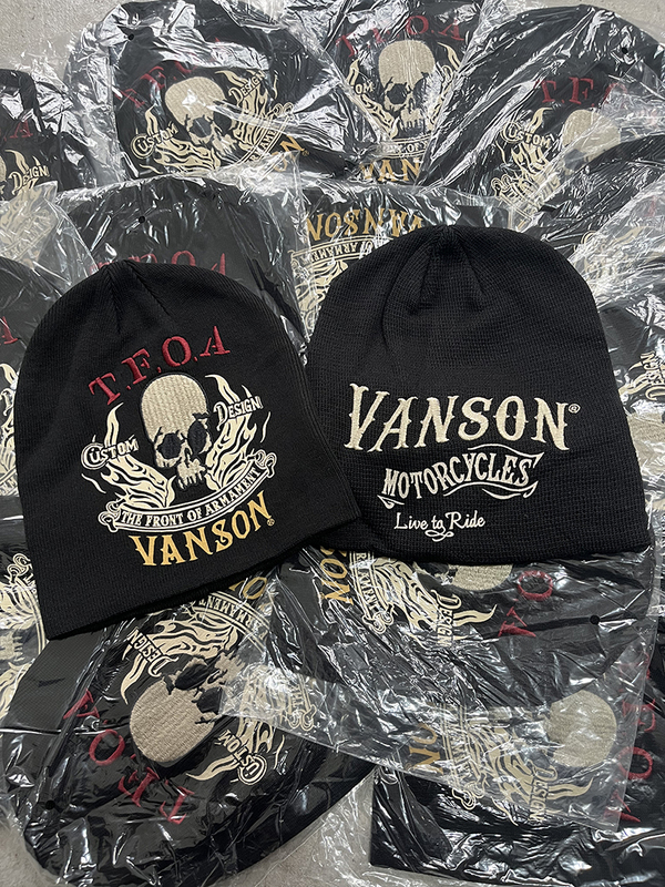 American Street Retro Amekaji Motorcycle Rock Thick Skull Embroidery Knitted Beanie Hat