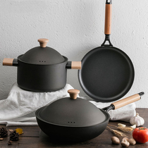 Ensemble de trois casseroles en fer de luxe léger européen ensemble de trois pièces wok antiadhésif poêle à frire marmite à soupe poêle antiadhésive poêle à frire