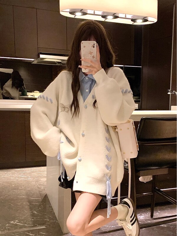 150kg Extra Large Women's Autumn and Winter Fufu Lazy Style Sweater 100kg Plus Size Loose Cardigan Jacket