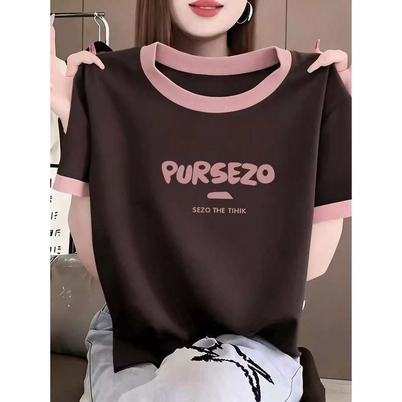 150kg Extra Large Size Women's Clothing 2026 New Color-Block Pure Cotton Short-Sleeve T-Shirt for Plus Size Women, Loose Fit, Color-Block, Very Beautiful Top 150kg Extra Large Size Women's Clothing 2026 New Color-Block Pure Cotton Short-Sleeve T-Shirt for Plus Size Women, Loose Fit, Color-Block, Very Beautiful Top