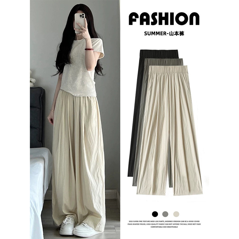 150kg Plus Size Women's Clothing 2025 Summer Thin Ice Silk Wide-Leg Pants 100kg Cotton Linen Casual Straight Pants Yamamoto Pants 150kg Plus Size Women's Clothing 2025 Summer Thin Ice Silk Wide-Leg Pants 100kg Cotton Linen Casual Straight Pants Yamamoto Pants