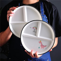 Childrens dinner plate cartoon plate ceramic multi-grid plate fat reduction plate breakfast snack plate three-grid plate weight loss plate