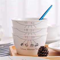 4 Rice Bowl ceramic household cartoon Bowl creative tableware square bowl microwave oven Bowl cereal bowl small soup bowl