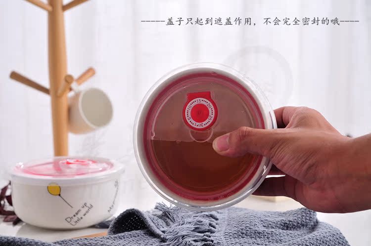 Sáng tạo bát cơm Bắc Âu bát ăn tại nhà bát 5 inch tươi có nắp hộp ăn trưa học sinh bát salad bát lò vi sóng - Hộp cơm điện sưởi ấm hộp cơm văn phòng cắm điện