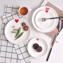 6 inch small plate ceramic 8 inch dish dessert pastry breakfast plate red heart shaped plate creative gift Western plate