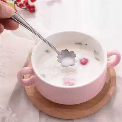 Creative dessert spoon Stainless steel coffee spoon Small spoon Ice cream spoon Hong Kong style flower spoon Shaved ice spoon Children's spoon
