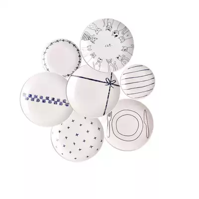 Nordic plate breakfast plate ceramic creative Plaid striped plate Japanese cake snack plate European disc plate