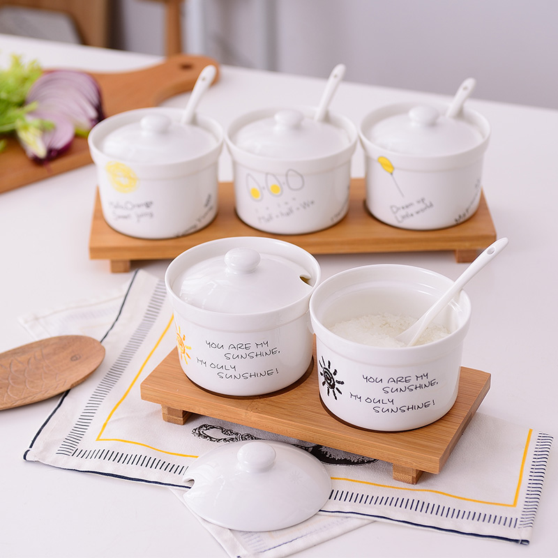 Creative household flavor cans set ceramic flavor bottle kitchen condenser cans simple salt cans