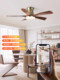 Fan Lamp 2026 New Model, Mid-Century Style Walnut Color Fan Integrated Lamp, Variable Frequency, Silent, Strong Wind, Straight Blade Ceiling Fan Lamp