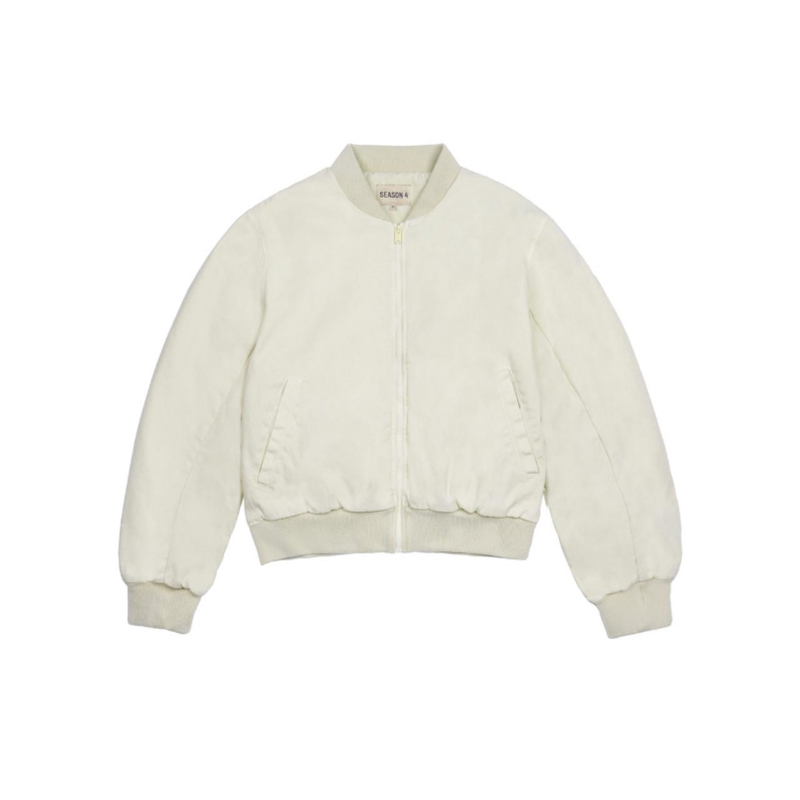Yeezy Season 4 Washed Butter Color Quilted Bomber Jacket