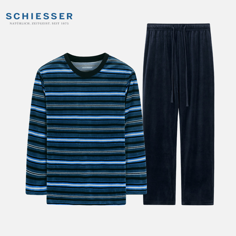 Schiesser Shuya men's pajamas home clothing set knitted towel cloth can wear autumn new products long sleeve