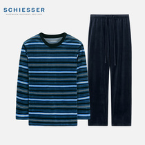 Schiesser Shuya mens pajamas home clothing set knitted towel cloth can wear autumn new products long sleeve