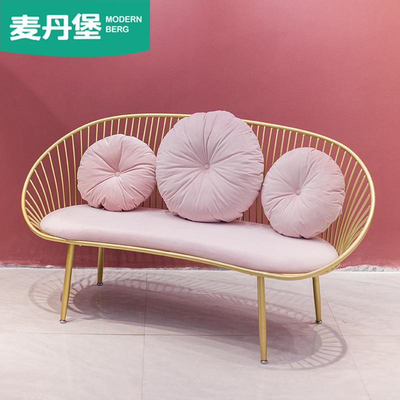 Sofa bedroom small sofa creative personality simple modern Nordic net red ins gold fabric sofa chair leisure