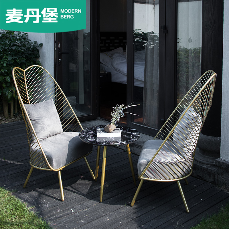 Balcony Casual Table And Chairs Combine Nordic Light Lavish Mesh Red Ins Brief Sofa Designer Single Sofa Chair Subs