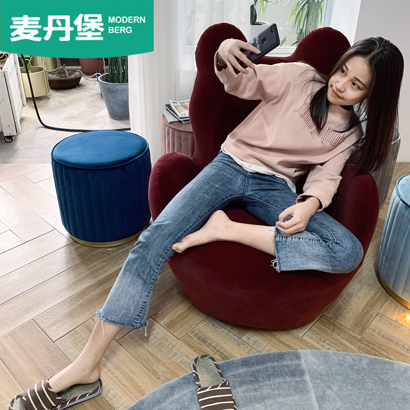 Sofa Small family Type modern minimalist light luxury Nordic ins net red cloth Velvet Single Sofa Sloth Casual Chair