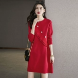 Трикотажное демисезонное длинное осеннее трикотажное платье, коллекция 2022, средней длины, подходит для подростков