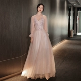 Розовое платье подружки невесты, осенний лонгслив, вечернее платье, коллекция 2021, осеннее, по фигуре